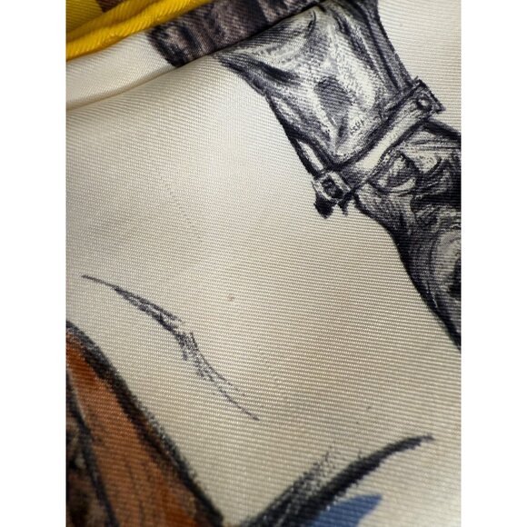 VTG Hermès Scarf “Propos de Bottes” Xavier De Poret Equestrian 34" Silk read HTF - Picture 11 of 16
